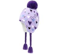 Otoyzy Peruvian Winter Hat with Ear Flaps Fleece Lining Pom Pom Knitted Hat for 3-10 Years Baby, 4A Heart, 6-10 Jahre