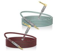 OTraki 2 Guitar Cables 2 m Braided 6.35 mm Straight Right Jack Lead Pro | Guitar Lead Instrument Cables Electric Bass Audio 1/4 Inch Cord Pro Durable Shielded Noiseless Flexible Performance