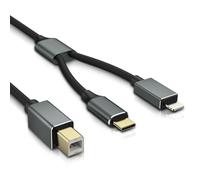 OTraki 2-in-1 MIDI Cable for Instruments 4.9FT, for Lightning/Typ C to USB B Printer Cable Compatible with MacBook, Tablets USB MIDI Cable for MIDI Controller, Electric Piano, Audio Interface