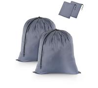 OTraki 2 Large Laundry Bags 50x60cm Foldable Laundry Hamper with Drawstring Dirty Laundry Bag Clothes Bag Laundry Bin for Dormitory and Travel Laundry Room (Gray)