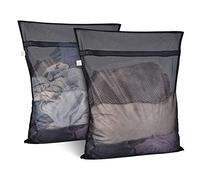 OTraki Mesh Laundry Bags, 24 x 32 Inch Large Travel Laundry Bags, 2 Pack Net Laundry Bags with Zips, Reusable Durable Washing Machine Bag for Delicates Sheets Coats Curtains Down Jacket (Black)
