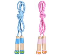 OTraki 2PCS Skipping Rope Kids 2.6M/8.5FT Jump Rope for Children Adjustable Cotton Jumping Rope with Wooden Handle for Fitness Training Outdoor Activities
