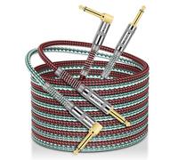 OTraki 2 Pcs Professional Guitar Cable 4m/13ft, Instrument Cables 6.35mm 1/4in Straight to Right Jack Lead for Electric Guitar, Braided Amp Cable Superior Tone Clarity for Bass, Speaker, Keyboard
