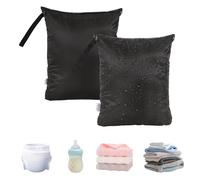 OTraki 2-PCS Wet Bag 40x50 cm Black Waterproof Zipper Handle Reusable