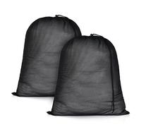 OTraki 20x24 inch Mesh Laundry Bags 2 Pack Fine Mesh Heavy Duty Drawstring Bag Washable Medium Toy Sack Washing Bag for Home Dorm Hotel Camp Beach Travel Storage Black