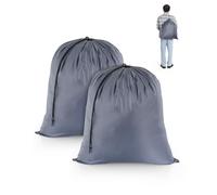 OTraki 2Pcs Travel Laundry Bags 50x60cm, Medium Drawstring Laundry Bag Foldable Dirty Laundry Travel Bag Tear Resistant Storage Bags for Hamper Basket Home College Dorm Camp (Grey)