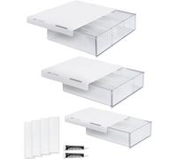 OTraki 3Pcs Under Desk Drawers Slide Out, Self-Adhesive Hidden Under Table Drawer Under Desk Storage Undermount Under Shelf/Table for Office Home, White