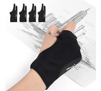 OTraki 4 Pack Artist Glove, 3-Layer Palm Rejection Digital Art Gloves for Right and Left Hand, Anti-fouling Drawing Glove with Two Fingers for iPad Tablet Graphic Drawing Art Creation Paper Sketching
