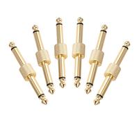 OTraki 6 Pack Guitar Pedal Connector 1/4 inch Effect Pedal Coupler Guitar Connector Gold Planted 6.35mm Male to Male Straight Type Plug Electric Guitar Pedalboards