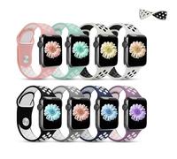 OTraki 8 Pack Strap Compatible With Apple Watch Strap 38mm 40mm 41mm, Silicone Sport Straps Replacement Bands Double Hole Band for iWatch Series Se 9 8 7 6 5 4 3 Men Women