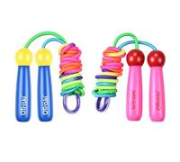 OTraki Adjustable Cotton Braided Cute Jump Rope, Blue+Pink