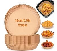 OTraki Air Fryer Round Liners 120PCS, Disposable Baking Paper for Air Fryer Baskets Food Parchment Paper Liner Round Oil-Proof Non Stick Waterproof for AirFryer Paper Inserts (6.3in)