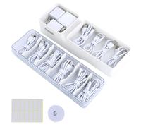 OTraki Cable Storage Box Double-Layer Cable Management Box with 5 Adjustable Compartments and 1.5m Cable Ties, Large Plastic Cord Organiser Boxes for Wire Charger Home Office Storage (White)