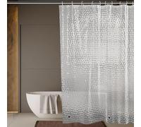 OTraki Clear Shower Curtain, 180 X 180 CM Extra Long Shower Curtain, 3D Design Weighted Bath Curtain, Anti Mould Resistant Shower Curtains, Thicken Waterproof Bathroom Curtain with 12 Curtain Hooks