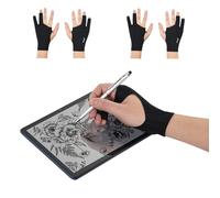 OTraki Digital Drawing Glove 4 Pack Artist Glove for Drawing Tablet with Two-Finger Gloves for iPad Sketching Painting Graphics Pad for Left and Right Hand Black