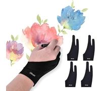 OTraki Drawing Glove Left Hand Right Hand, 4 Pack Artist Gloves for Drawing Anti-fouling Art Glove for iPad Monitor Tablet Two Finger Drawing Gloves for Painting Paper Sketching