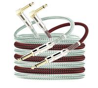 OTraki Guitar Cable 1m, 2 Pcs Instrument Cables 6.35mm 1/4" Straight to Right Guitar Lead, Braided Noiseless Amp Cable for Electric Guitar, Audio Instrument Electric Bass Keyboa
