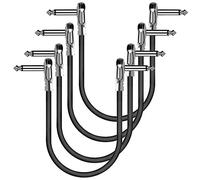 OTraki Guitar Patch Cables L Type 4 Pack, Premium Copper 0.3m Patch Lead 1/4" 6.35mm Right Angle Plugs Flexible Adjustment Instrument Cable 1ft Audio Cord for Effect Pedals, Pancake Type Connector