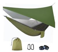 OTraki Hammock with Mosquito Net, 114x54 inch Outdoor Camping Hammocks with Large Tarp for Waterproof Lightweight Camping Hammock Tent 440 LBS Load Capacity for Hiking Picnic Courtyard
