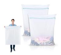OTraki Large Fine Laundry Bags, 2 Pack 35 x 43 inch Mesh Laundry Bag Extra Large Delicates Wash Bag Zipped XXL Laundry Bags for Washing Machine Bedding Blanket Sheet Quilt Curtain(Blue)