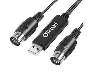 OTraki Midi to USB Cable, 5 PIN Midi Cable 3m/10Ft Out to USB with LED Indicator for Music Keyboard Piano to PC Laptop USB MIDI Interface Converter for Home Music Studio
