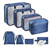 OTraki Packing Cubes for Suitcase 8 PCS Travel Organiser Packing Bags Luggage Packing Organizers Multifunction Storage Bags Pouches for Clothes Shoes Cosmetics Toiletries (Navy Blue)