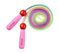 OTraki Rainbow Skipping Rope Kids, Adjustable Skipping Ropes for Kids, Wooden Handle Skipping Rope for Girls/Boys, Exercise Jump Rope Kid