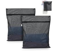OTraki Set of 2 Laundry Washing Machine 50 x 60 cm Washing Machine Bags with Zip, Washing Net for Travel, Blouse, Socks, Underwear, Baby Clothes (Black)