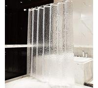 OTraki Shower Curtain 200 x 200cm Weighted Bath Curtain Waterproof 3D Semi Transparent EVA Heavy Duty Long Clear Bathroom Shower Curtain Liner with 13 Hooks