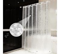 OTraki Shower Curtain 72 x 78 Inch, Semi Transparent 3D Water Cube Design Bath Curtain EVA Waterproof, Mould Proof Resistant Washable Thicken Bathroom Curtain 182 x 200 cm with 12 Curtain Hooks