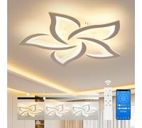 OTREN LED Ceiling Lights for Living Room 60CM 48W Dimmable with Remote Control Modern Petals Chandeliers for Bedroom Kitchen(5Heads/White)