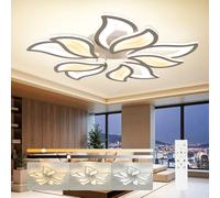 OTREN LED Ceiling Lights for Living Room 70CM 48W Dimmable with Remote Control Modern Petals Chandeliers for Bedroom Kitchen Dining Room(5Heads/White)