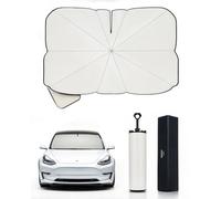 OtriFowd Tesla Model Y & Tesla Model 3 Windshield Sun Shade Umbrella, Retractable Sunshade for Front Window Block UV Rays Heat Keep Cool Protect Interior Easy Storage, Tesla Accessories 2025