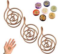 OTroyllvaoT Copper Spiral Hand Rings Reiki Spiral Rings for Meditation & Energy Healing, Handmade Energy Cuffs for Women & Men (With Gem-3pcs)