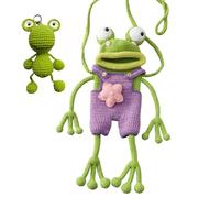 OTroyllvaoT Handmade Crochet Big Mouth Frog Phone Crossbody Bag, Handmade Cute & Fun Novelty Frogs Phone Bags for Women & Girls (Purple With Baby Frog)