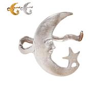 OTroyllvaoT Star and Moon Pattern Open Bracelet, Adjustable Moon and Star Cuff, Versatile Accessory Ideal for Women (Silver*1)