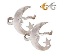 OTroyllvaoT Star and Moon Pattern Open Bracelet, Adjustable Moon and Star Cuff, Versatile Accessory Ideal for Women (Silver*2)