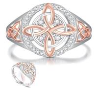 OTroyllvaoT Witches Protection Knot Ring, S925 Witch’s Return-Knot Protection Ring, Silver Knot Design with Rose-Gold Detail for Women (Silver,9)