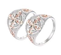 OTroyllvaoT Witches Protection Knot Ring, S925 Witch’s Return-Knot Protection Ring, Silver Knot Design with Rose-Gold Detail for Women (2 PCS,11)