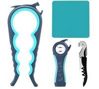 Otstar Jar Opener Bottle Opener Can Opener and Corkscrew Opener in One, Deal for Weak Hands Arthritis Elderly and Children