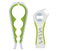 Otstar Latest Jar Opener, 5 in 1 Multi Function Bottle Opener Ring Pull Can Opener Kit for Weak Hands, Elderly, Arthritis Sufferers (White and Green)
