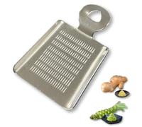 OTSUMAMI TOKYO Japanese Stainless Steel Compact Grater for Ginger, Garlic, Wasabi & Spices - Tabletop Mini Grater, 9.5cm x 5cm, Made in Japan