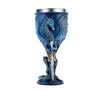 Ottalent Blue Dragon Goblet Stainless Steel Dungeons and Dragons Gift Chalice Wine Goblet 7 oz. (Blue Sword Dragon)