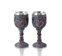Ottalent Dragon Goblet Black Dragon Heart Shaped Wine Chalice, Dungeons and Dragons Gift,2 pack.