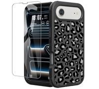 OTTARTAKS for iPhone 17 Air Case with Screen Protector Cute Black and Grey Leopard Print Design, Full Body Rugged Heavy Duty Shockproof Cheetah Phone Case for iPhone 17 Air, 6.3inch