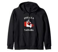 Ottawa Canada Classic Canada Flag Map Design Zip Hoodie