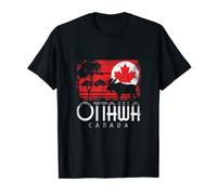 Ottawa Canada Flag Ontario Bytown Canadian Maple Leaf Retro T-Shirt