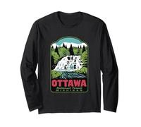 Ottawa National Forest Michigan Retro Art Long Sleeve T-Shirt