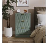 Ottawa Ready Assembled 3 Drawer Bedside Cabinet in Reed Green - Welcome Furniture | TJ Hughes