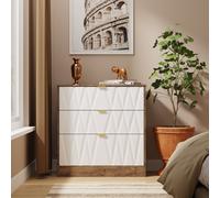 Ottawa Ready Assembled 3 Drawer Deep Chest in White Matt & Vintage Oak - Welcome Furniture | TJ Hughes